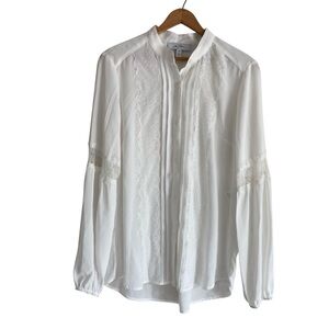 Libby Edelman White Lace Peasant Blouse
